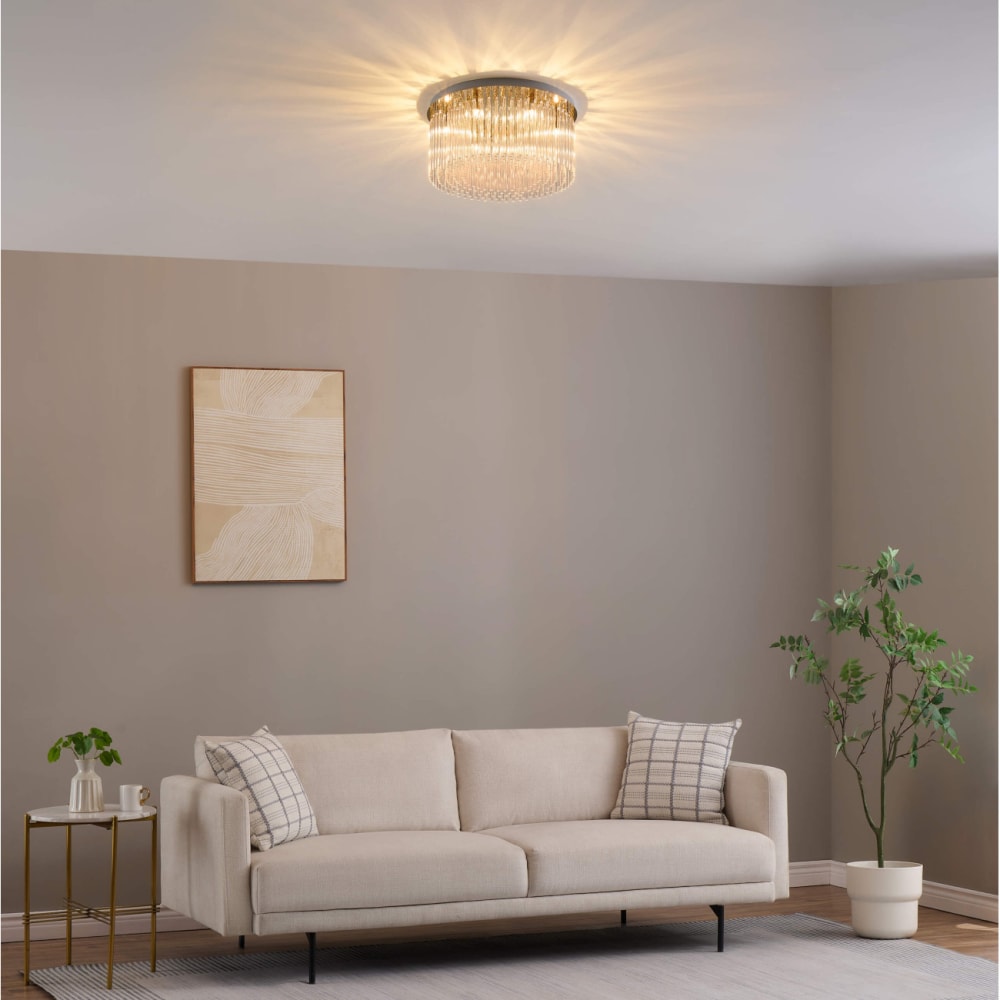 Plafonnier en verre transparent et doré 42 cm — vue 4