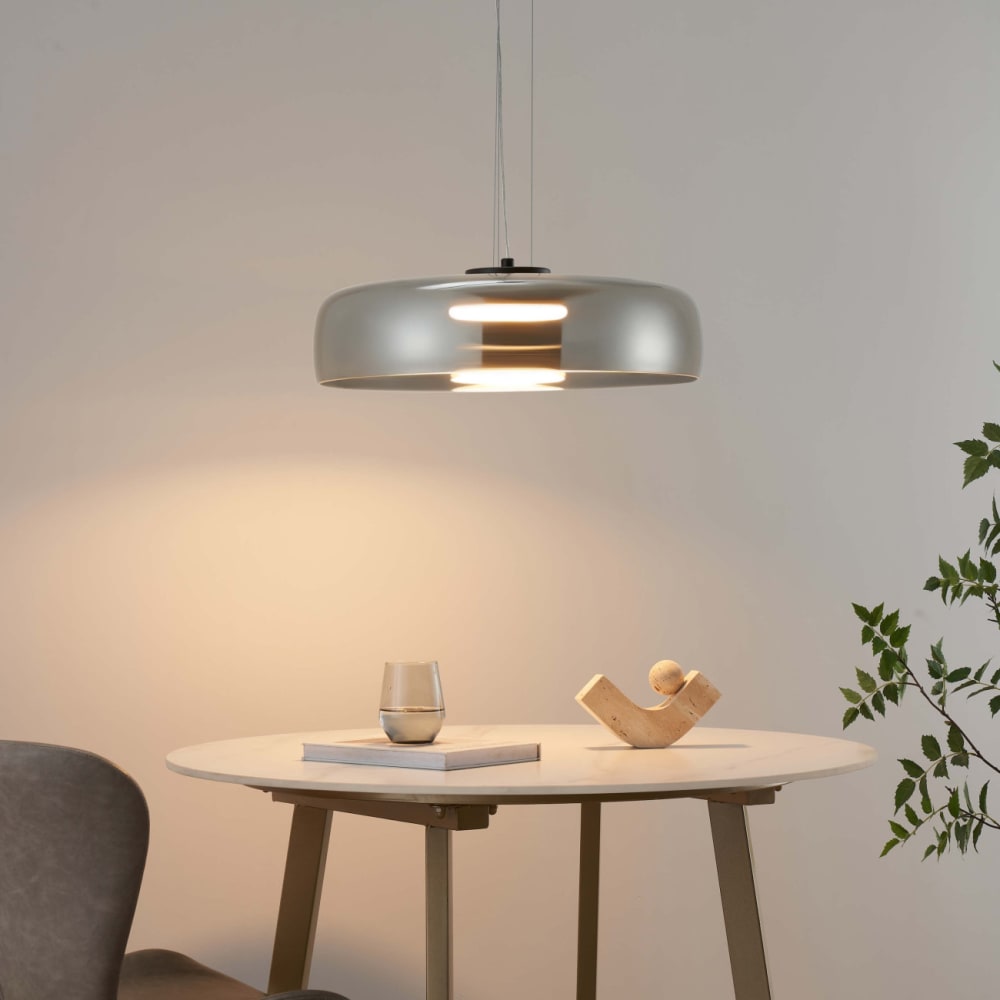 Suspension en verre noir et gris fumé 42 cm — vue 3