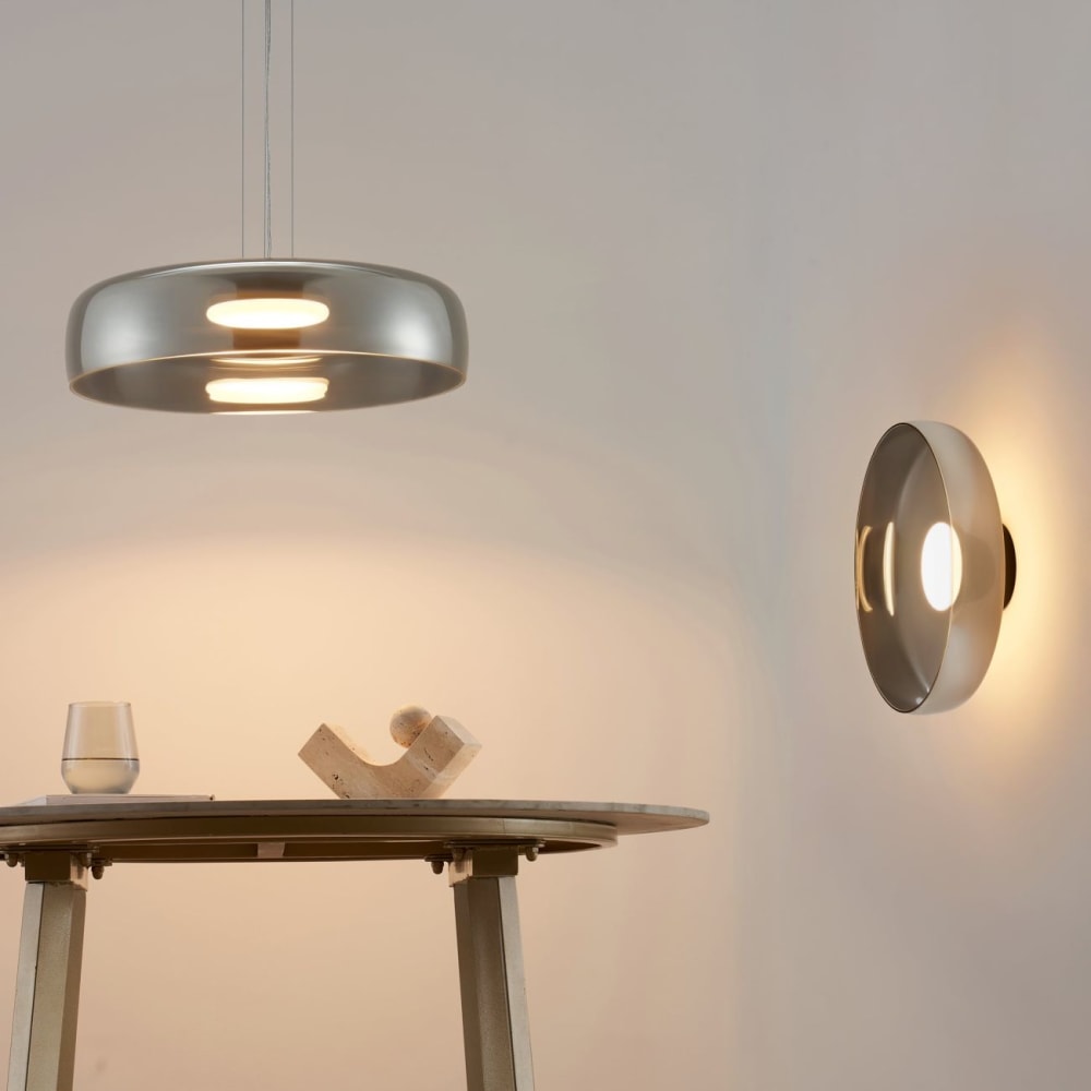 Suspension en verre noir et gris fumé 42 cm — vue 4