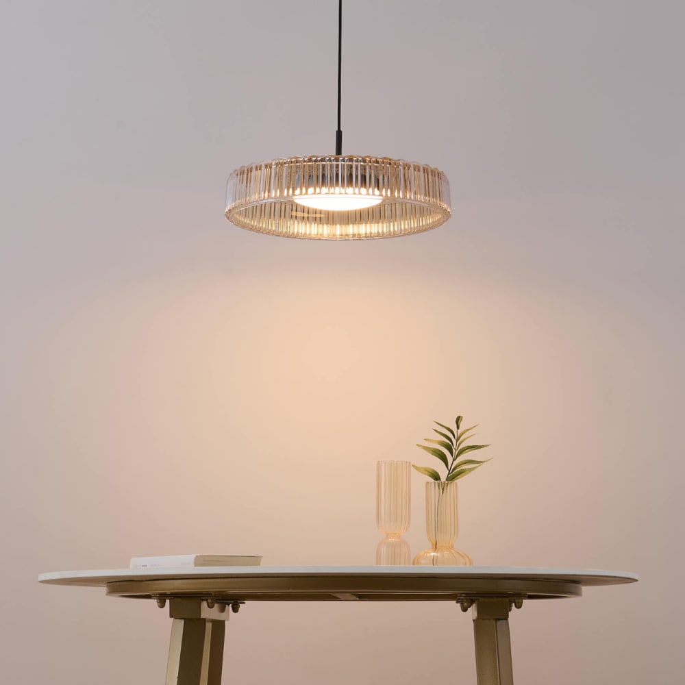Suspension en verre noir et ambré 30 cm — vue 3