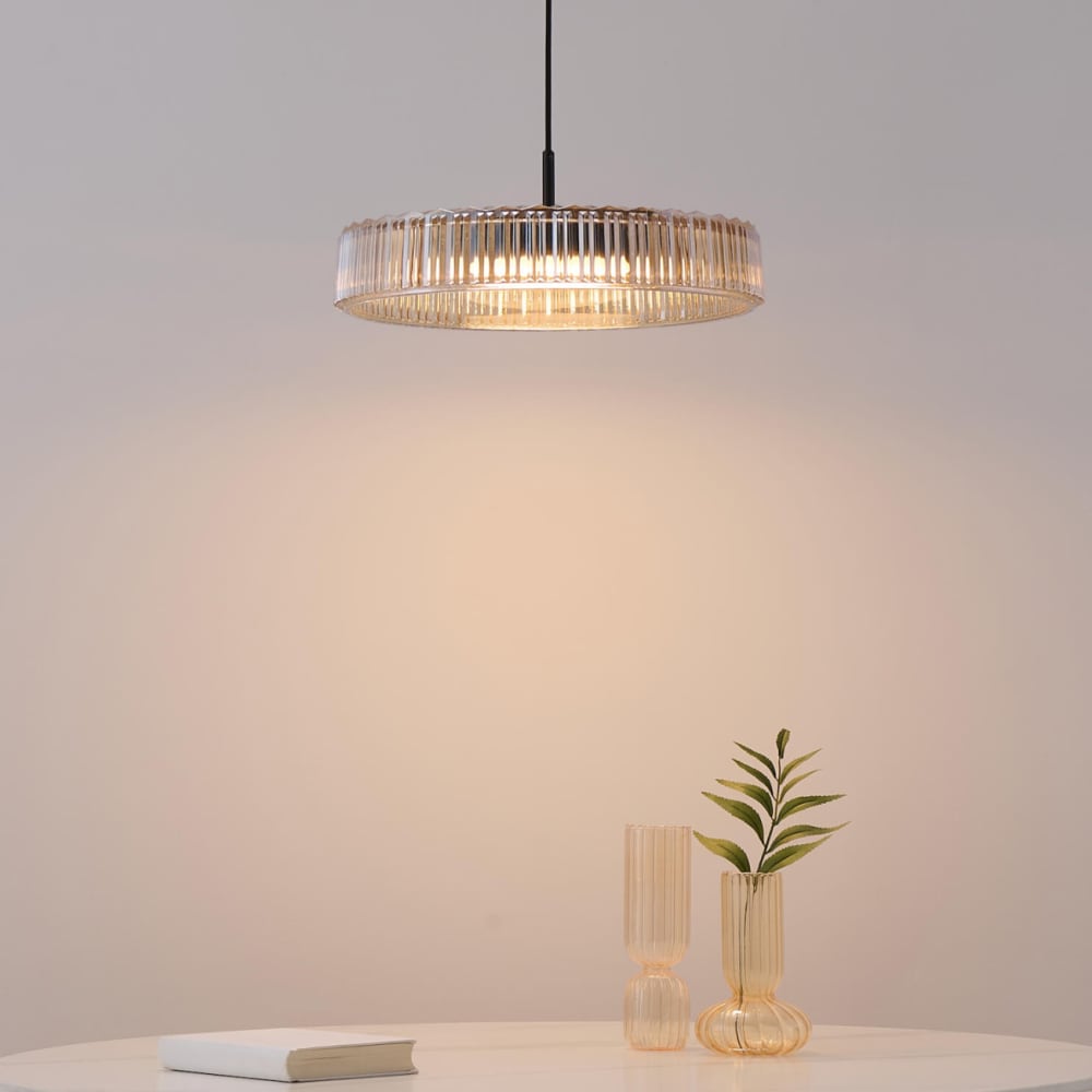 Suspension en verre noir et ambré 30 cm — vue 4