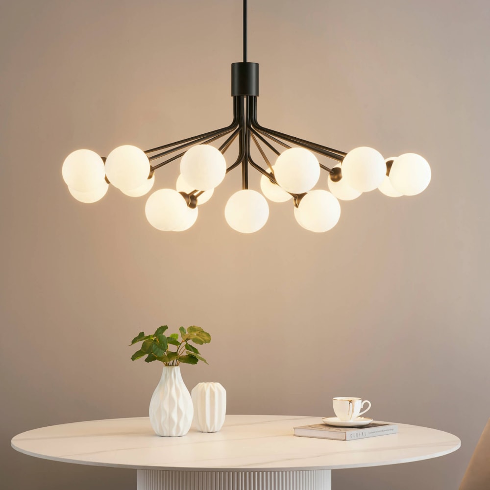 Lustre en verre noir et blanc 110 cm