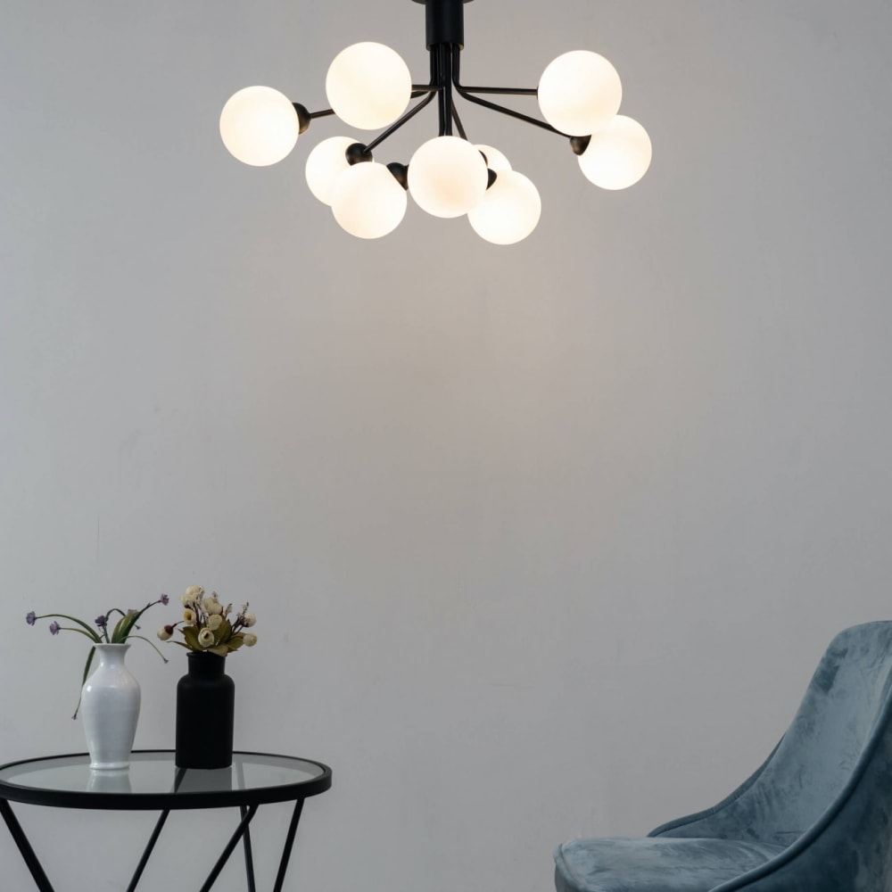 Lustre en verre noir et blanc 72 cm — vue 3