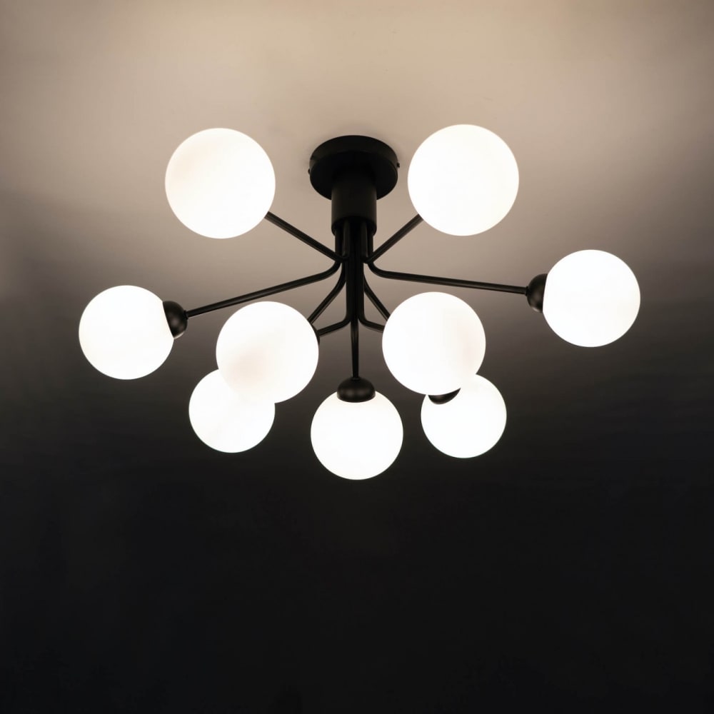 Lustre en verre noir et blanc 72 cm — vue 4