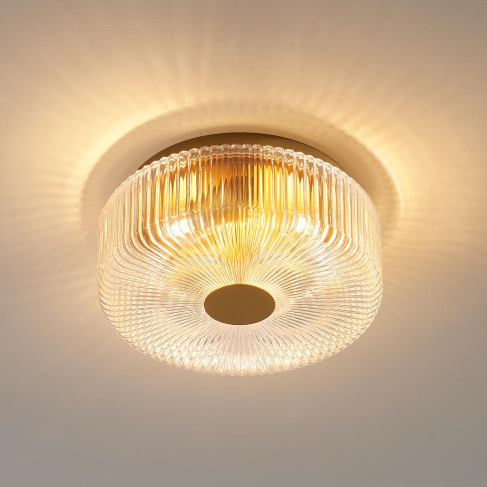 Plafonnier en verre transparent et doré 30 cm — vue 4