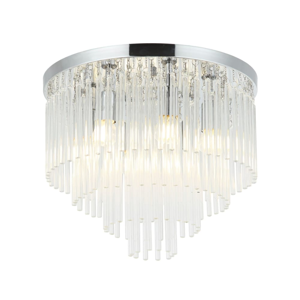 Plafonnier en verre Transparent et chromé 42 cm