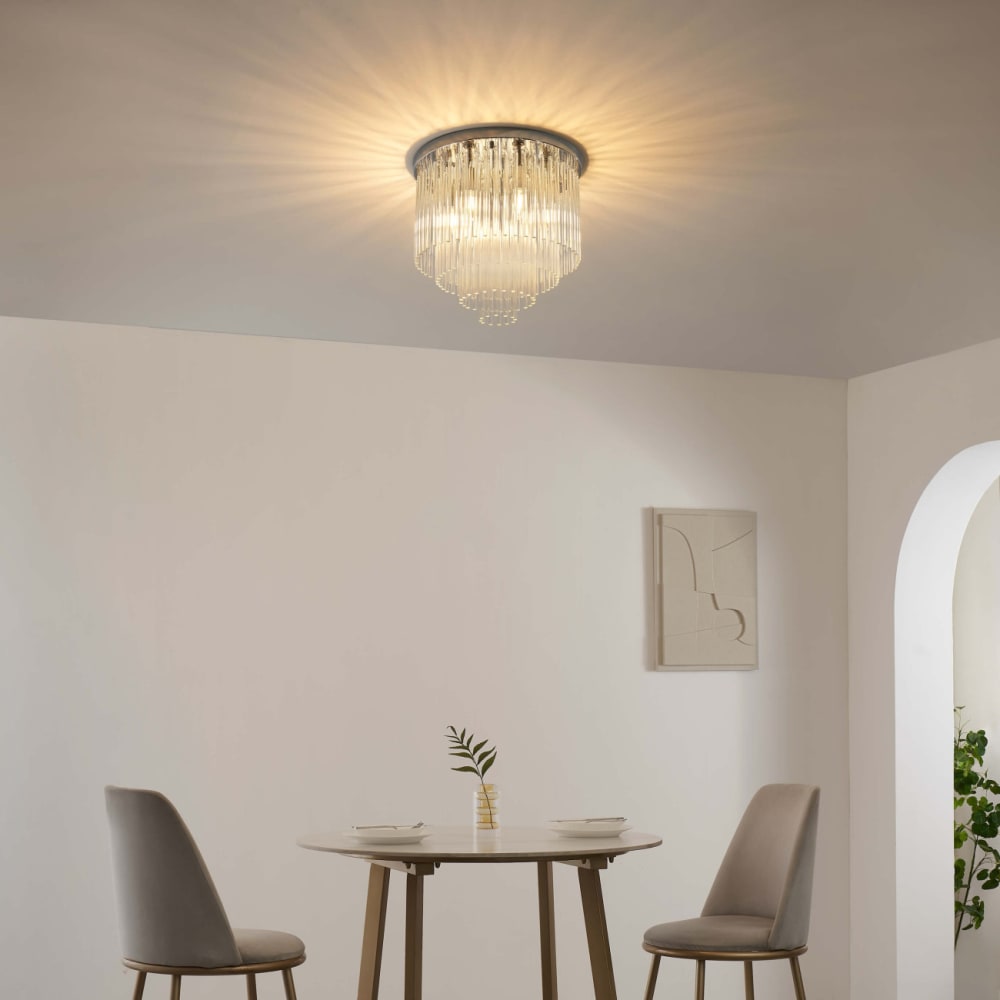 Plafonnier en verre transparent et chromé 42 cm — vue 3