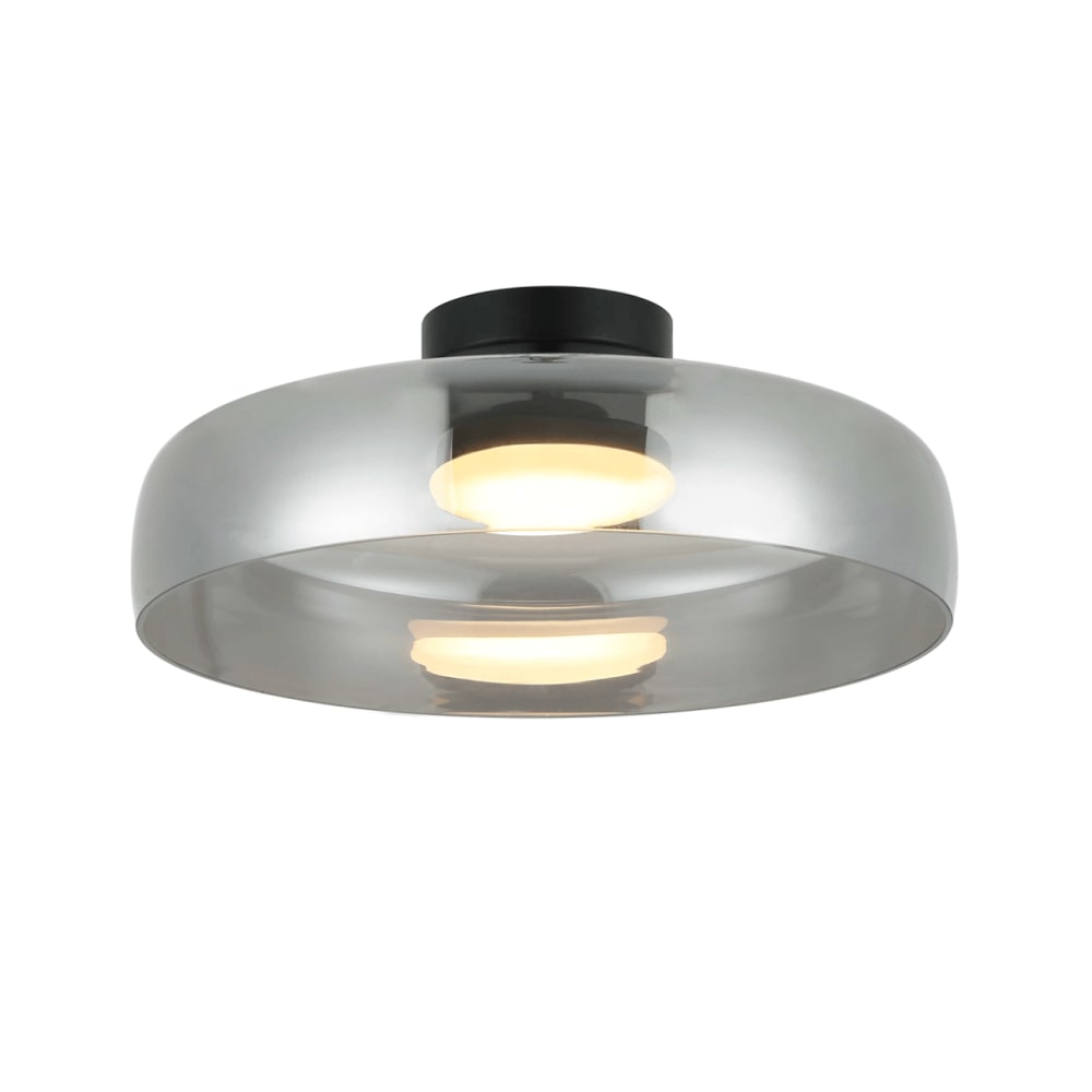 Plafonnier en verre Noir et gris fumé 42 cm