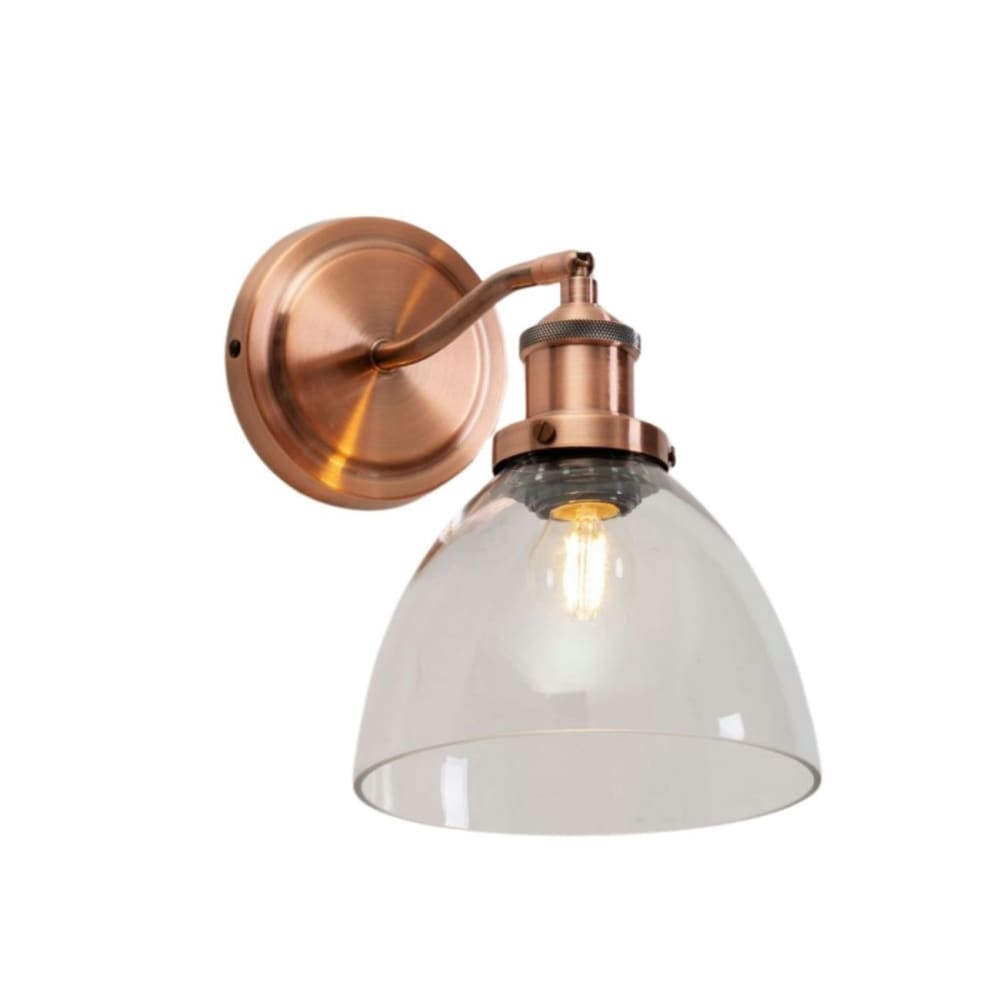 Kosilum Wandleuchte aus Metall und Glas 25 cm, Kupfer Kupfer Glas