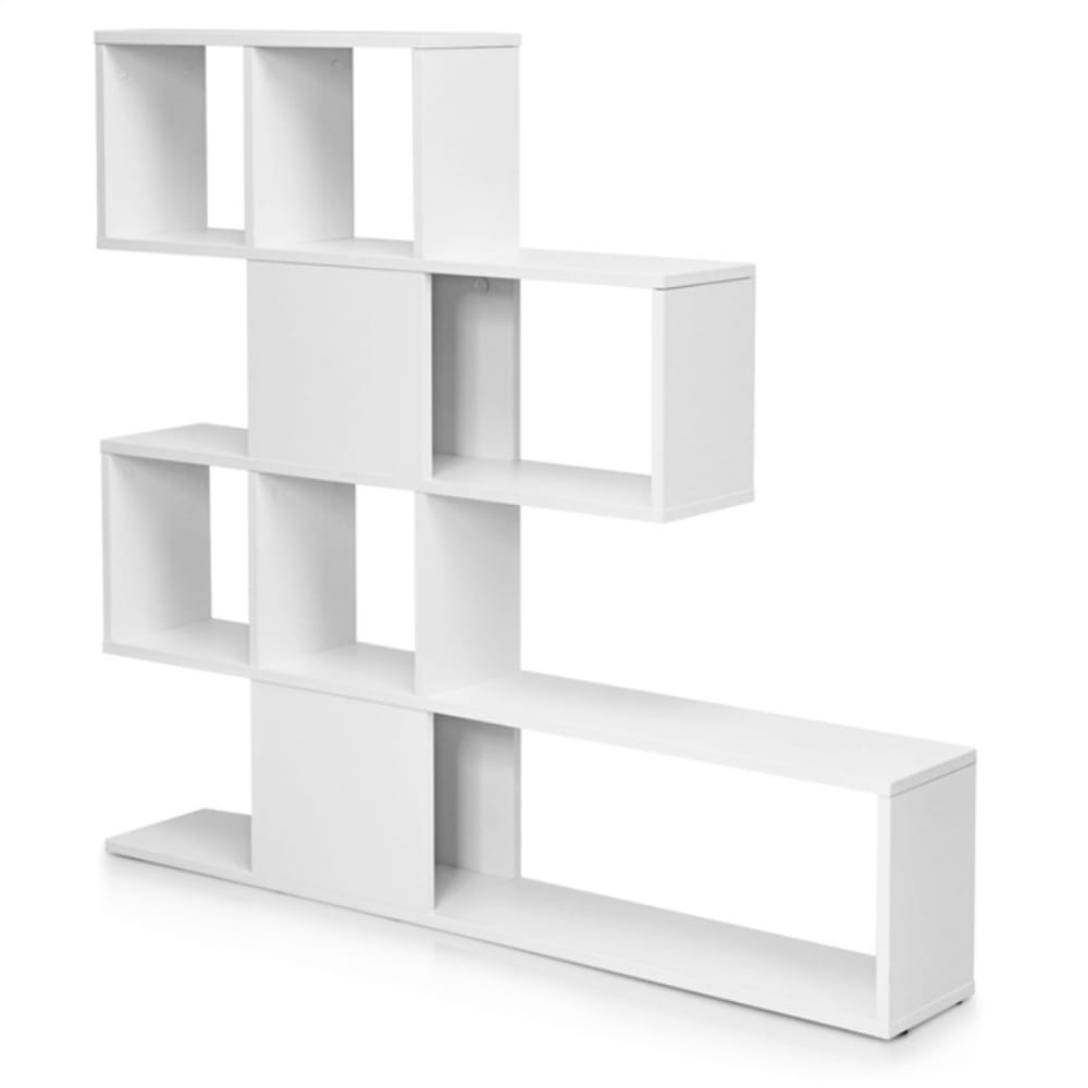Giantex Bücherregal mit Trennwänden aus Holzwerkstoff 120 x 20 x 109 cm, Weiß Weiß Holz
