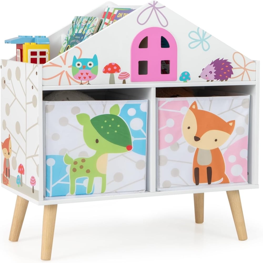 Giantex Kinderregal aus Holz 62 x 30 x 72 cm, Weiß WEISS SPANPLATTE Kinder