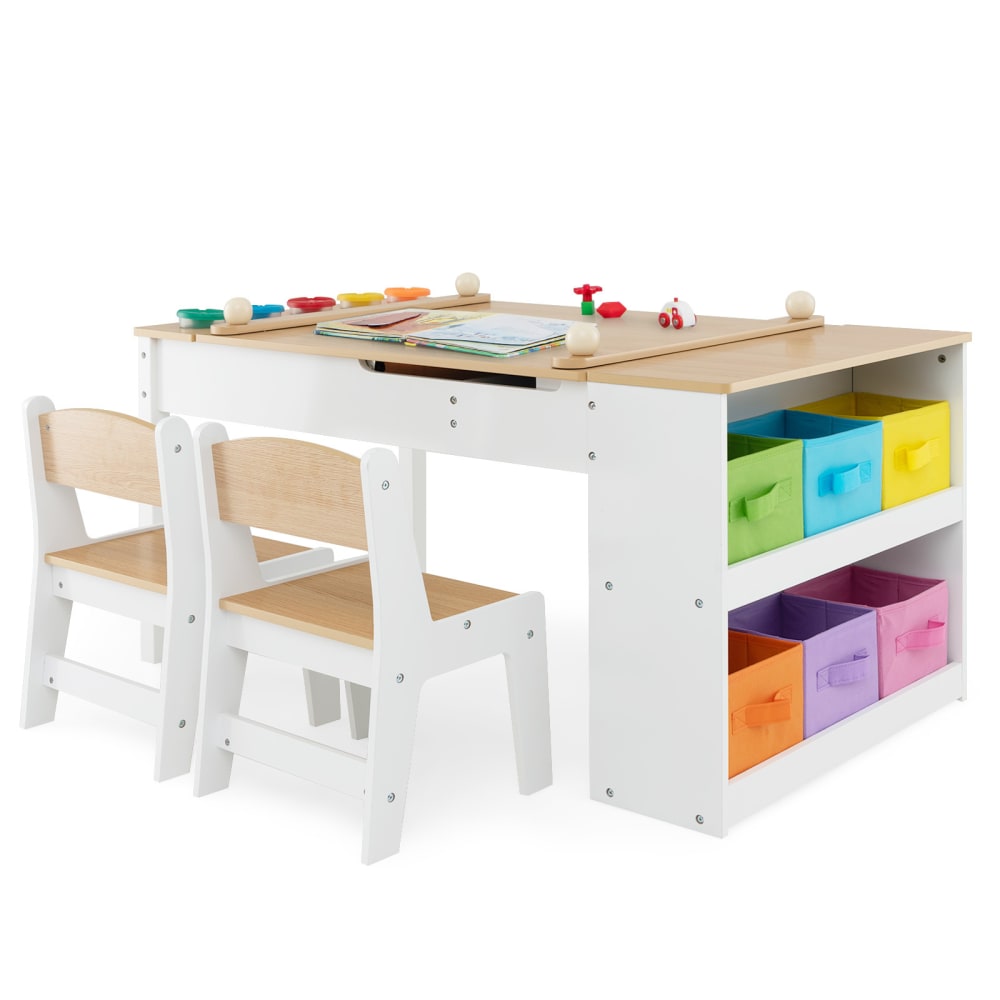 Giantex Kinderkunsttisch aus Holz 109 x 60 x 53 cm, Natur BRAUN HOLZ Kinder