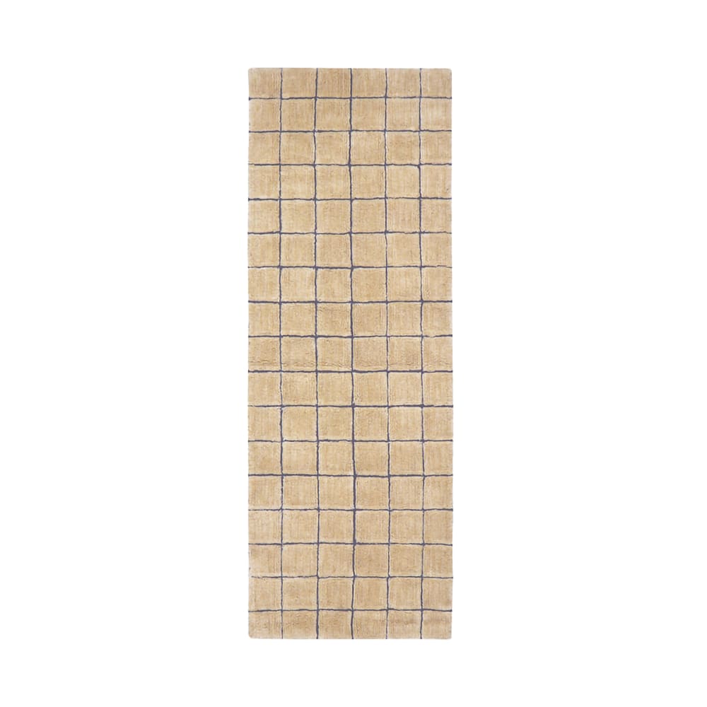 Tapis de couloir en laine lavable motif mosaïque ambre - 80 x 230 cm