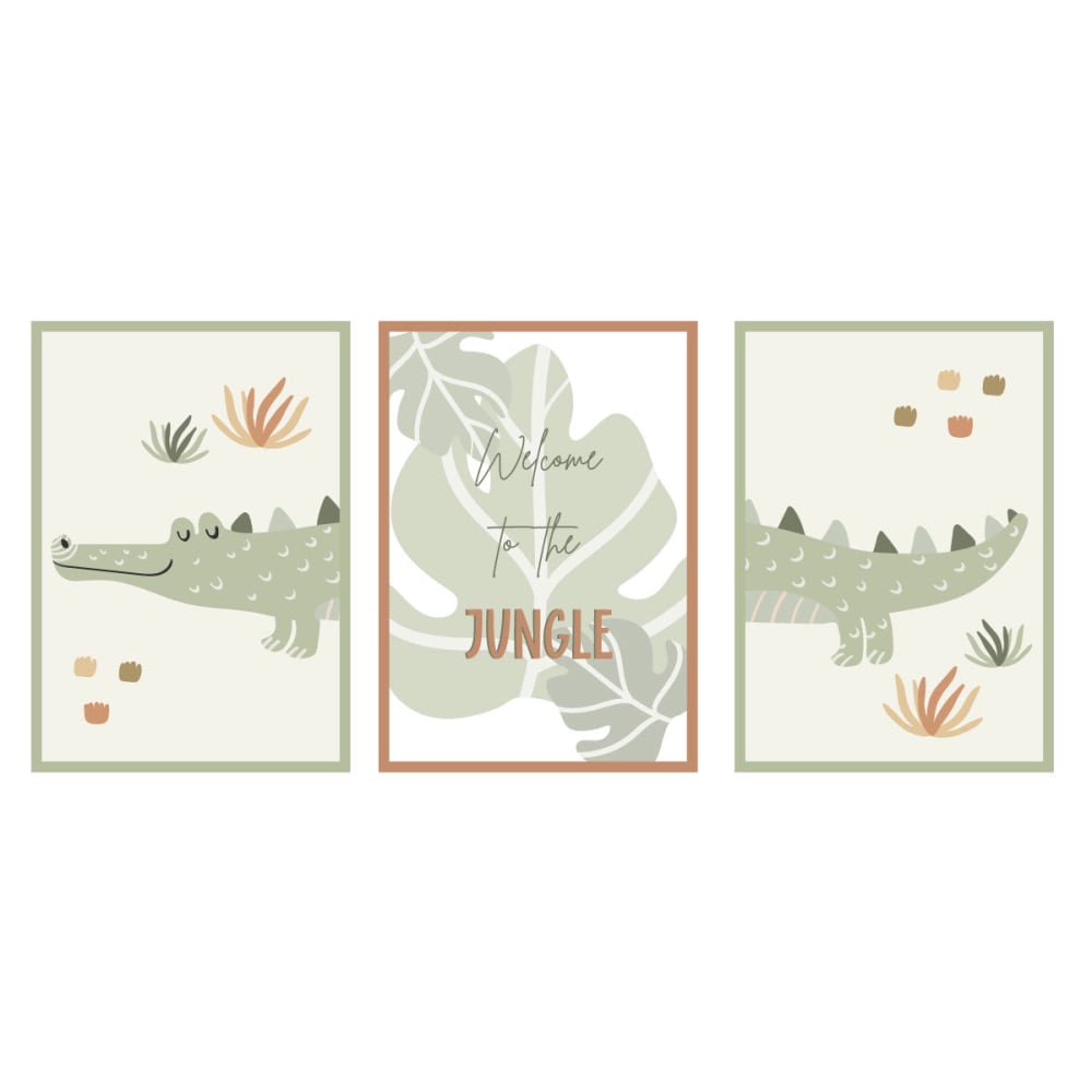 Decochic Kunstdruck-Set (3er-Set) Dschungeltiere Mehrfarbig 21x29,7 cm MEHRFARBIG PVA - POLYVINYLACETAT Kinder