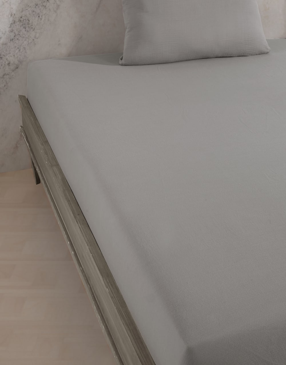 Drap housse 140x190 cm gaze de coton gris