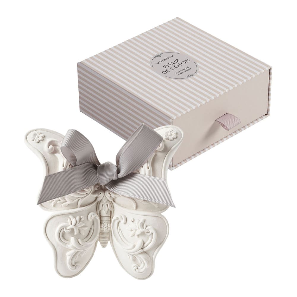 Mathilde M Grand papillon parfumé - fleur de coton Blanc Porcelaine