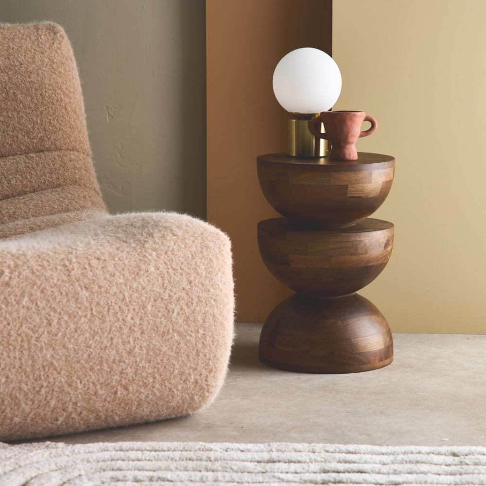 Table d'appoint en bois de manguier noyer D30