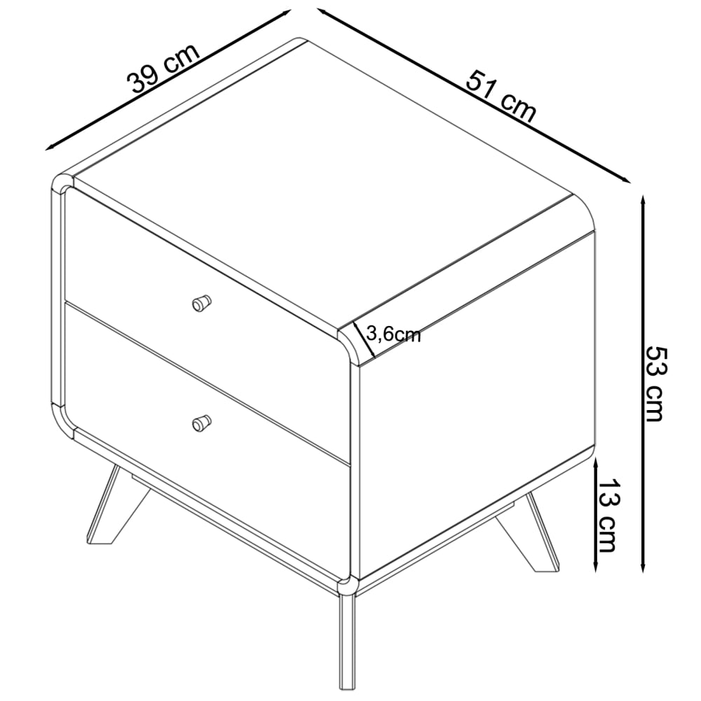Table de chevet avec 2 tiroirs en effet bois blanc
