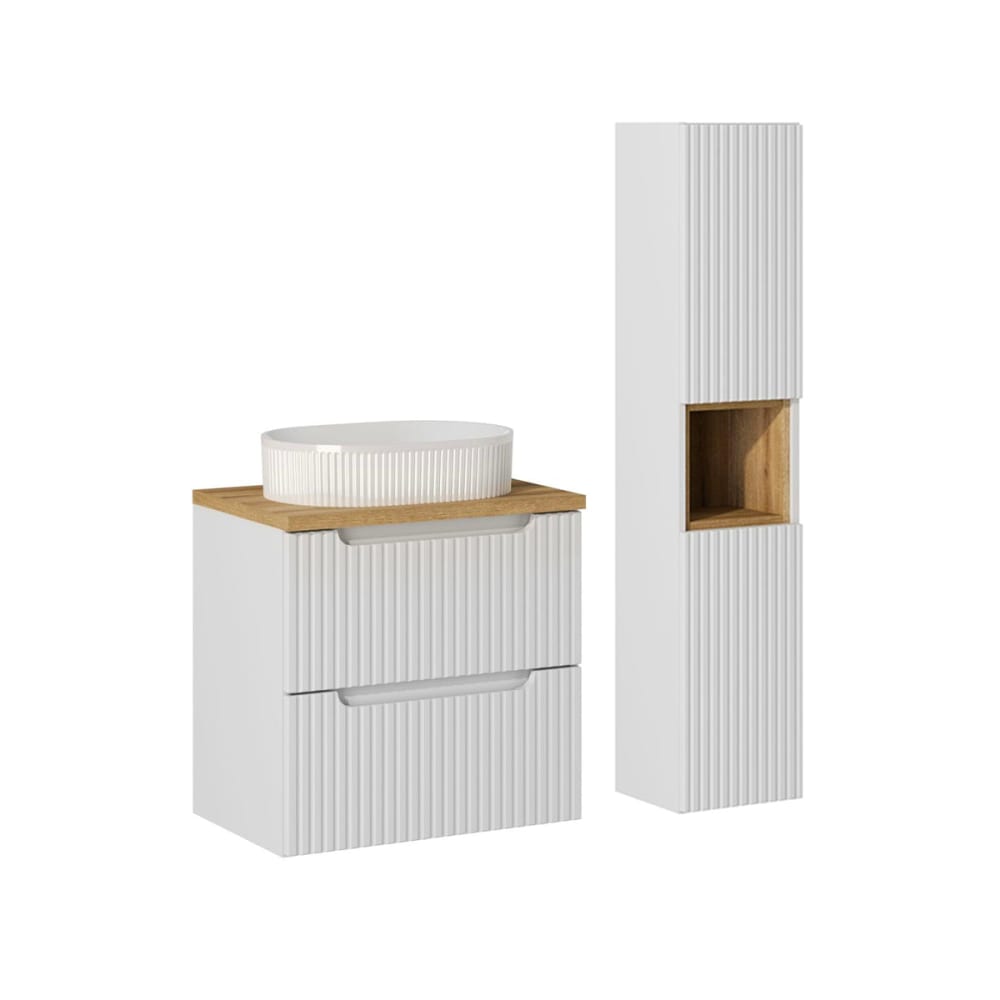 Ensemble meuble simple vasque 60cm panneaux mélaminé et mdf blanc - Maisons du Monde