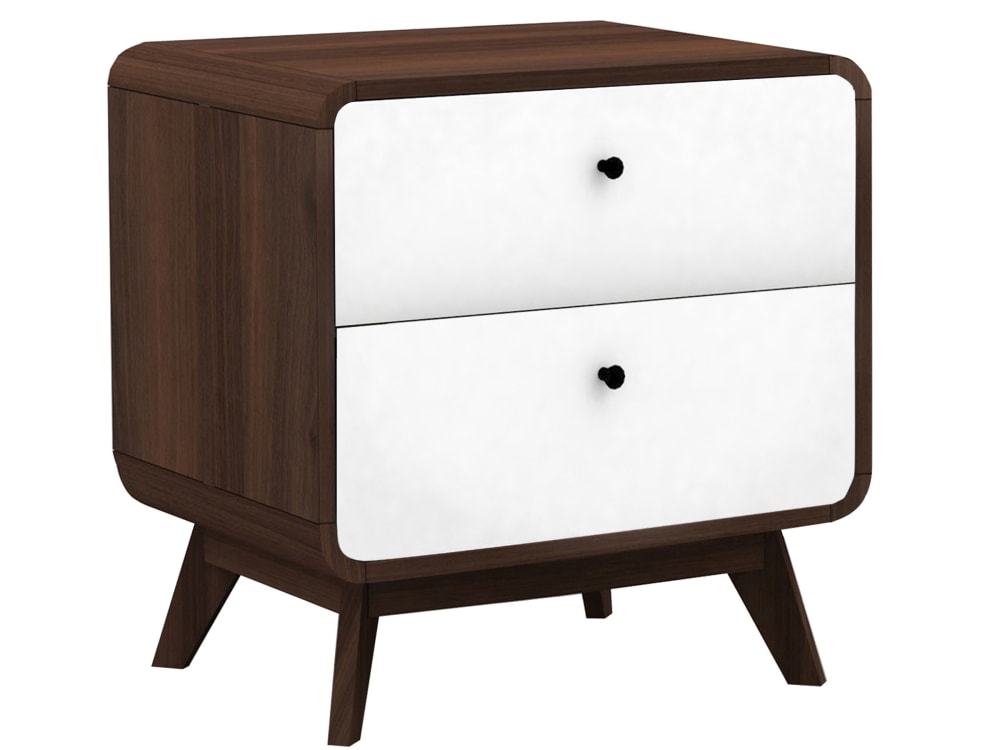 Table de chevet avec 2 tiroirs en effet noyer blanc - Maisons du Monde