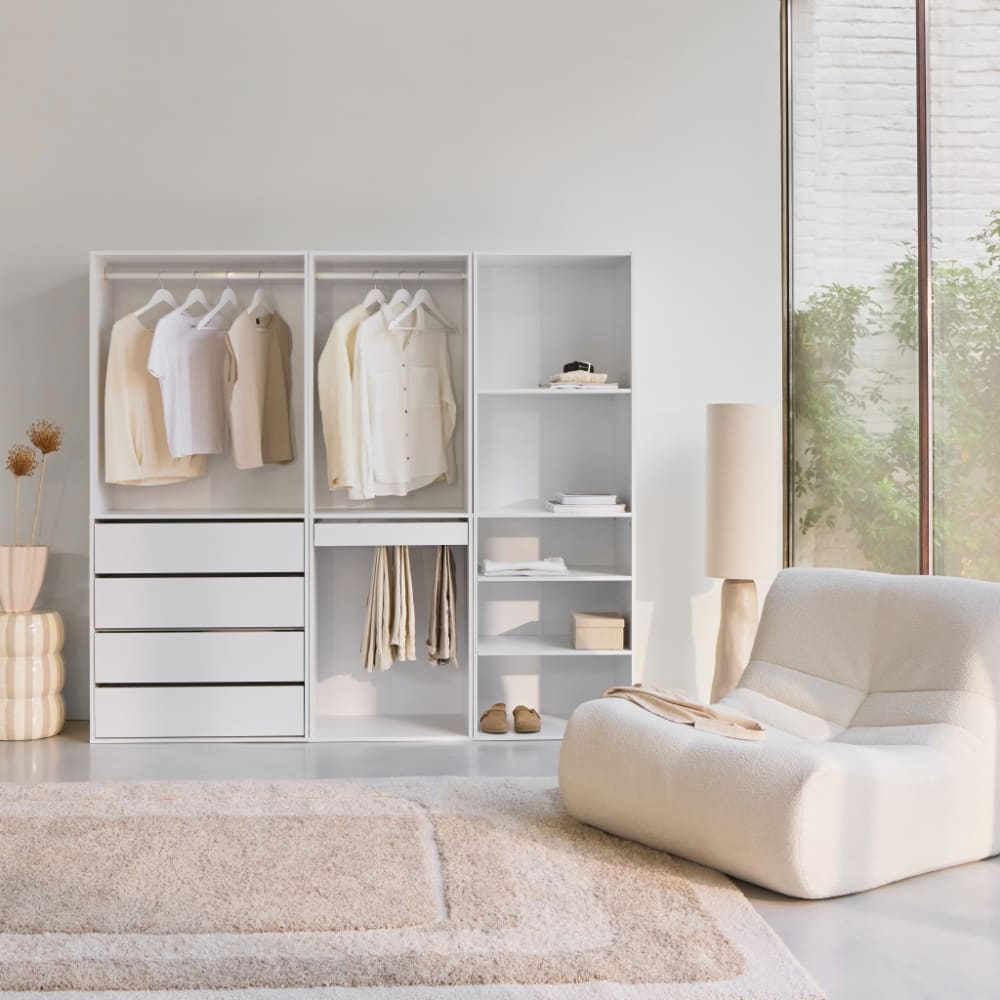 sweeek Modulares Kleiderschrank-Set mit 3 Elementen, weiß style modern - Spanplatte