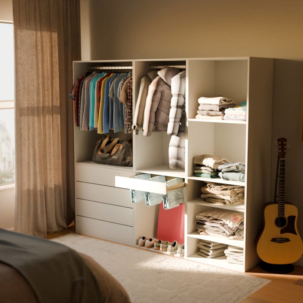 Kit dressing modulable avec 3 éléments, blanc