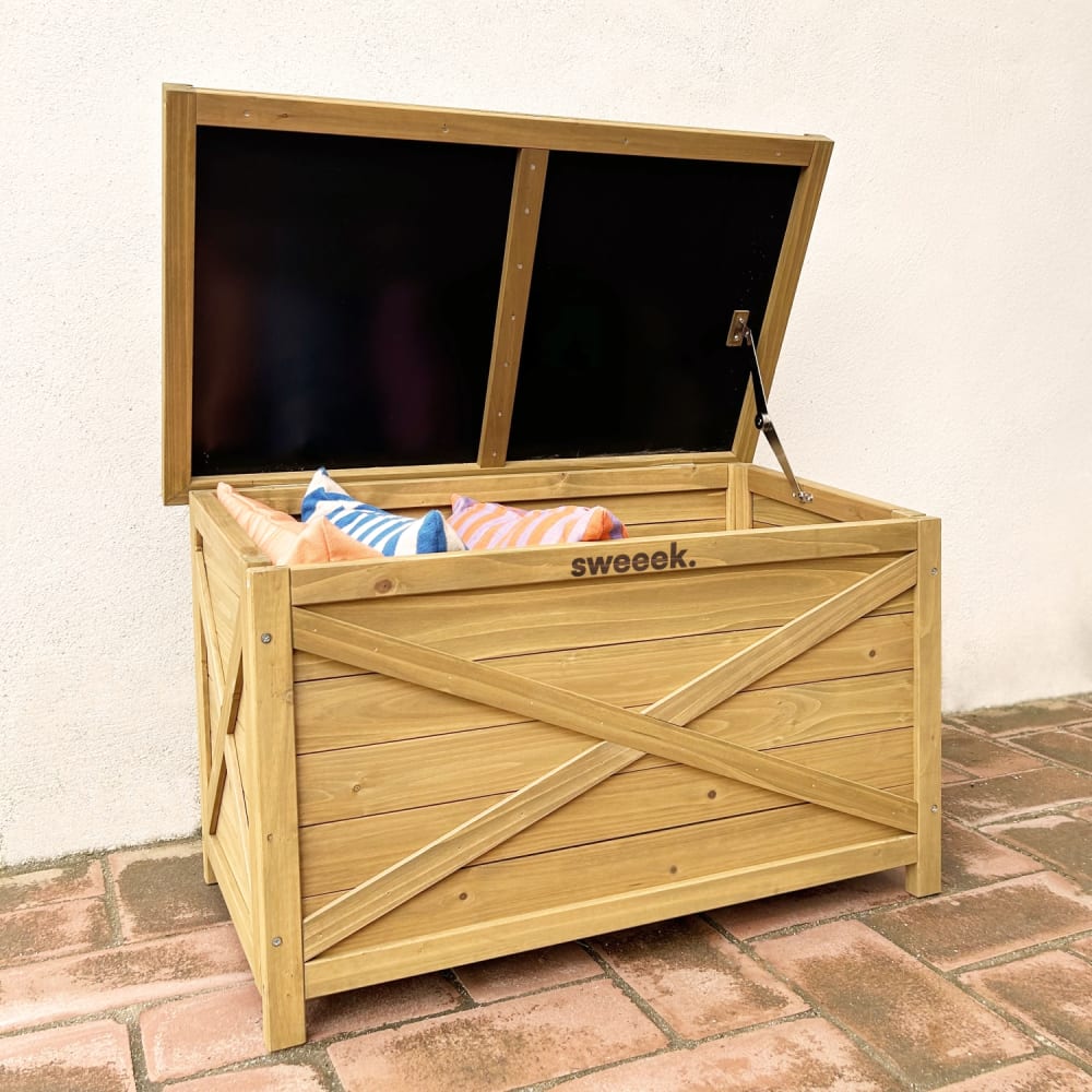 sweeek Aufbewahrungsbox aus Tannenholz 80 cm, naturfarben Braun