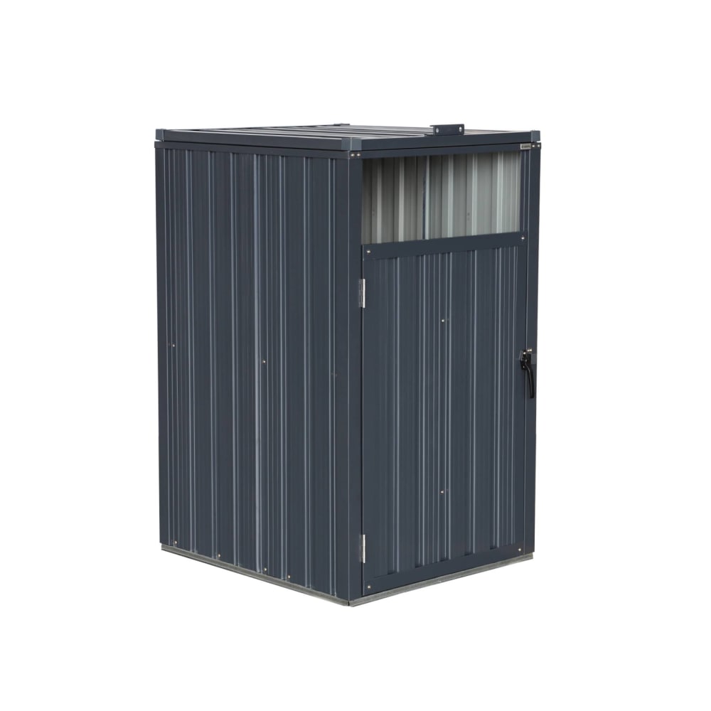 Cache poubelle gris en acier galvanisé, 1 place