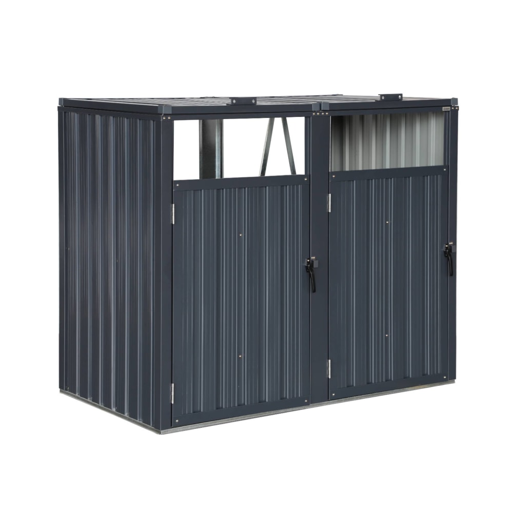 Cache poubelle gris en acier galvanisé, 2 places - Maisons du Monde