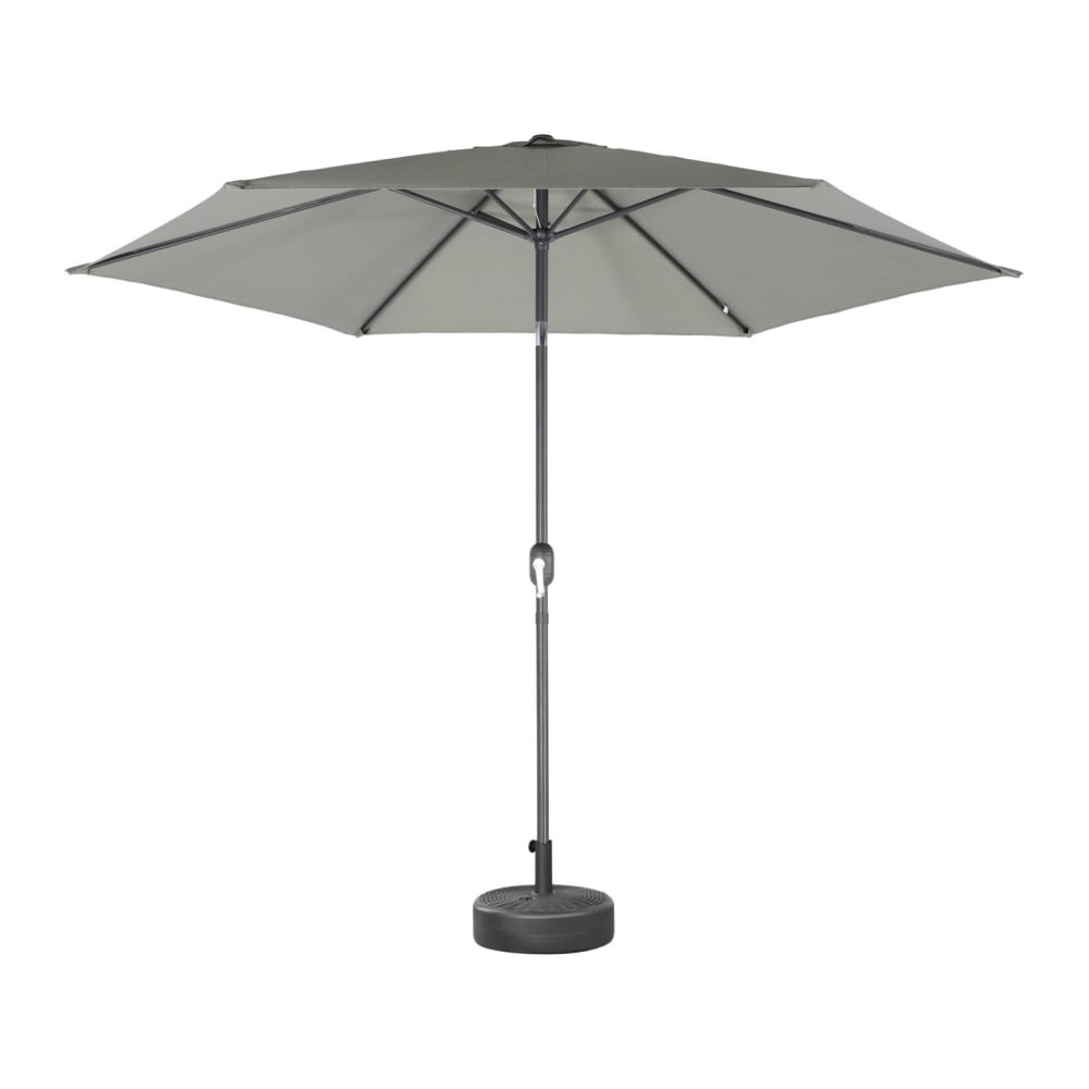 Parasol droit rond D300cm, orientable, kaki, mât central