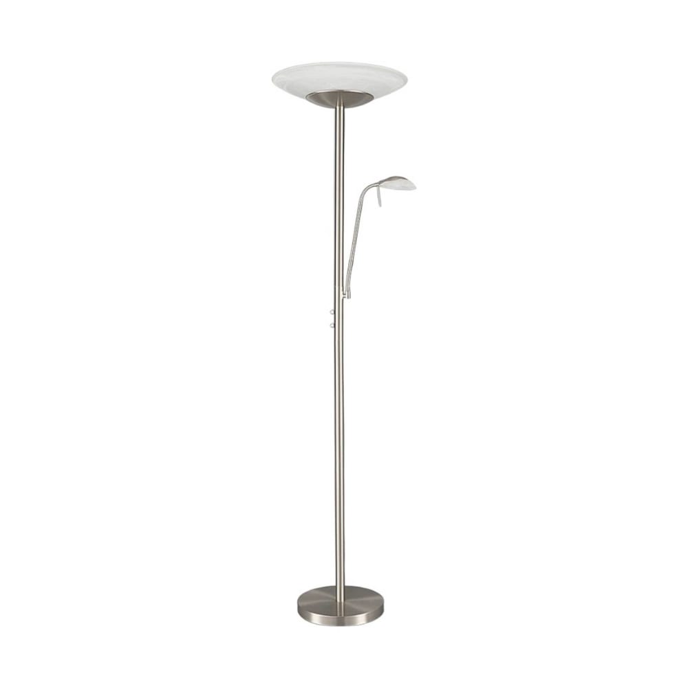 Lindby LED Stehlampe aus Metall, weiß alabaster, Nickel matt style modern - Metall