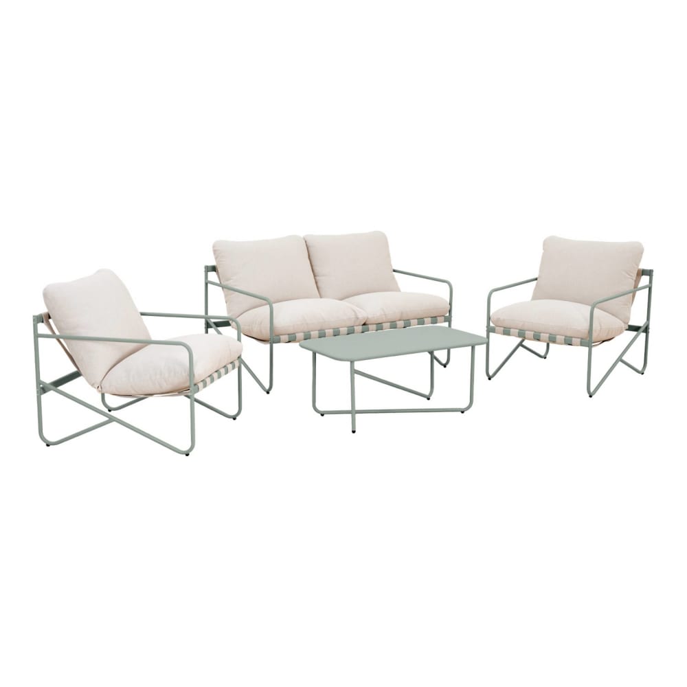 Salon de jardin acier 4 places kaki - Maisons du Monde