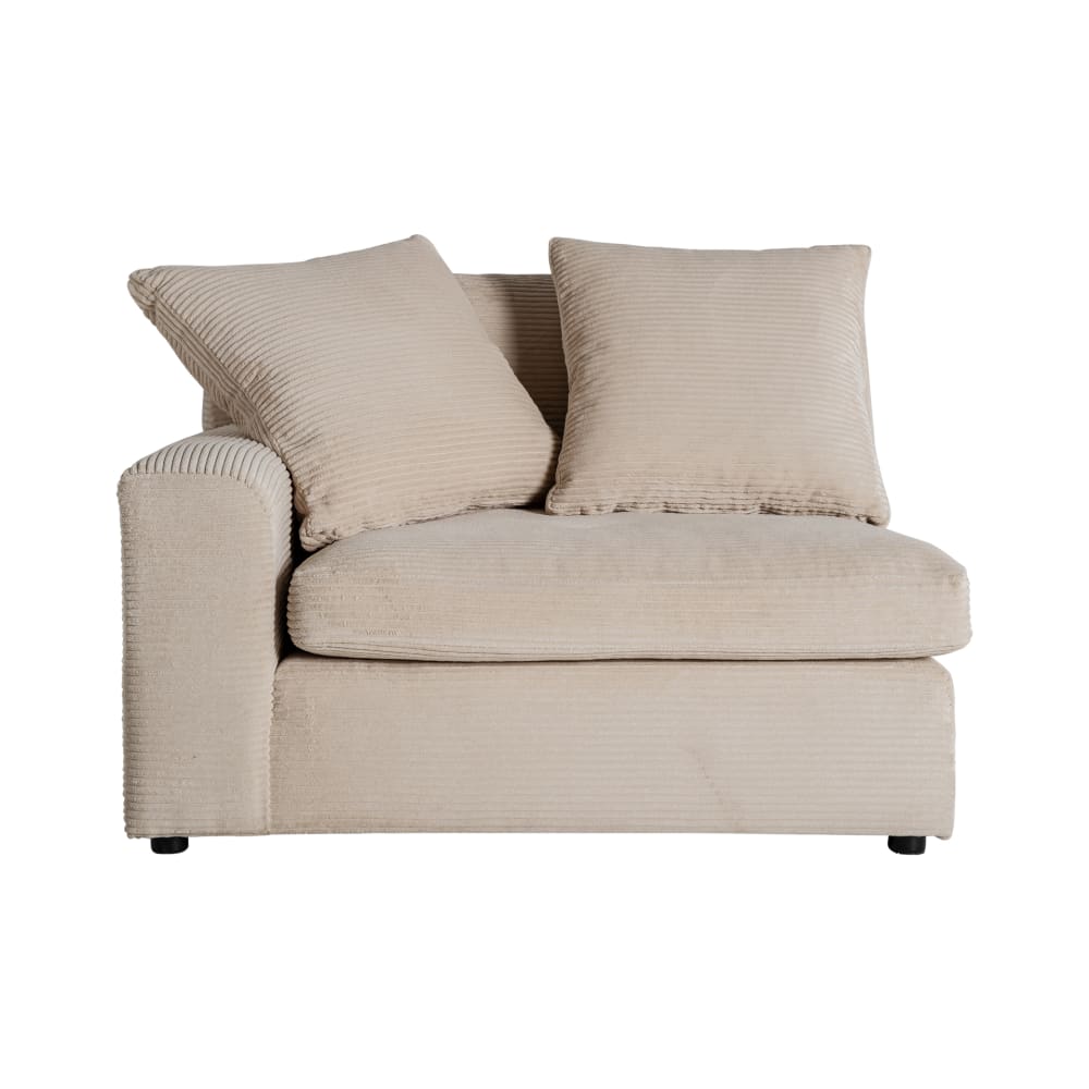 Module canapé d'angle en polyester crème, 110x105x82 cm