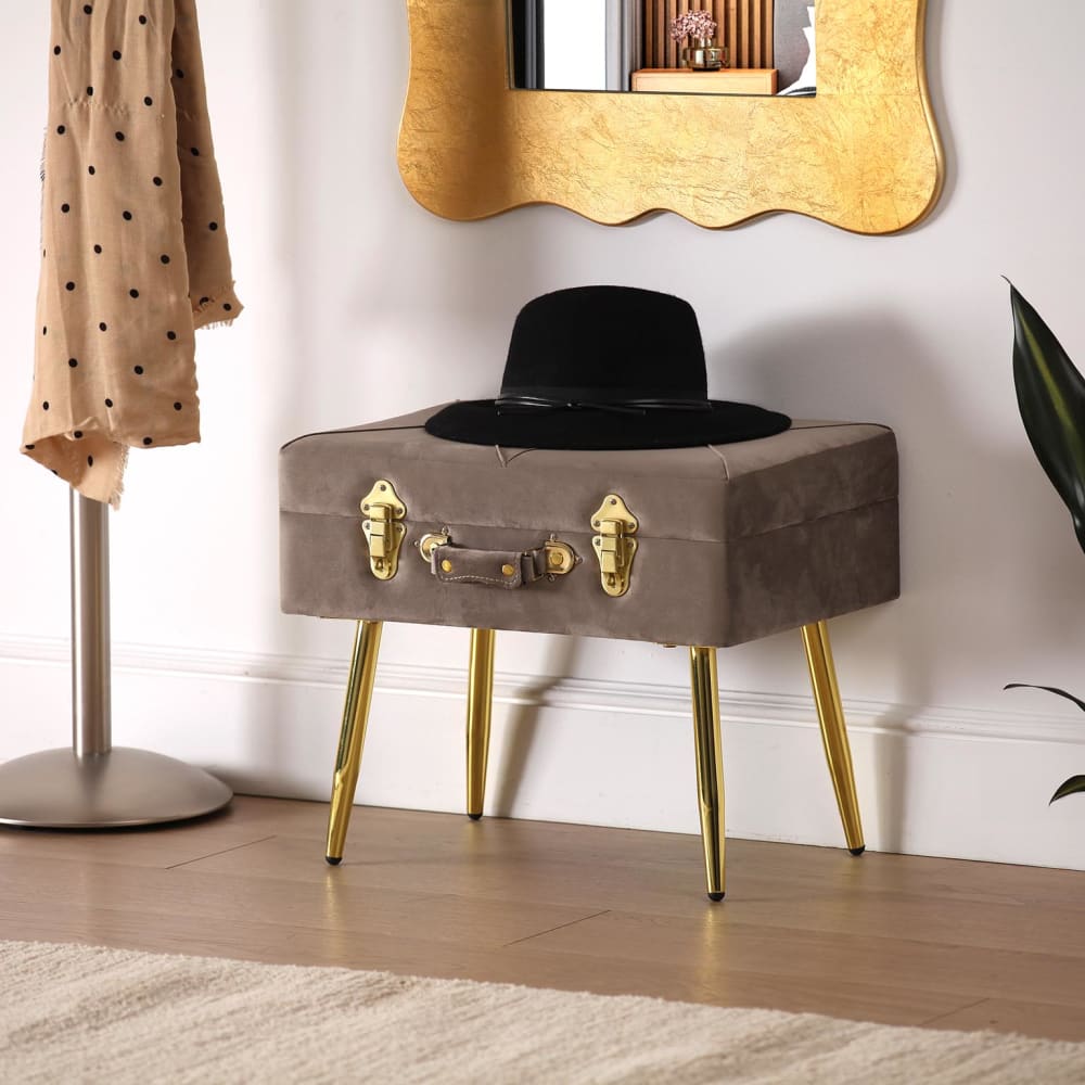 Banquette avec pied de lit de style classique en aggloméré gris clair