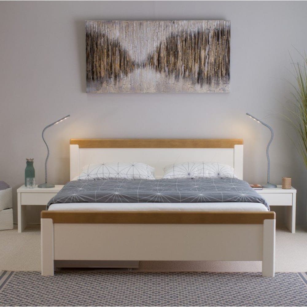 Lit avec chevets pin massif blanc 140x200 - Maisons du Monde