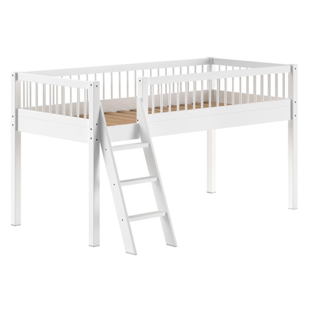 Lit mi-hauteur en hêtre massif blanc 90x200 - Maisons du Monde