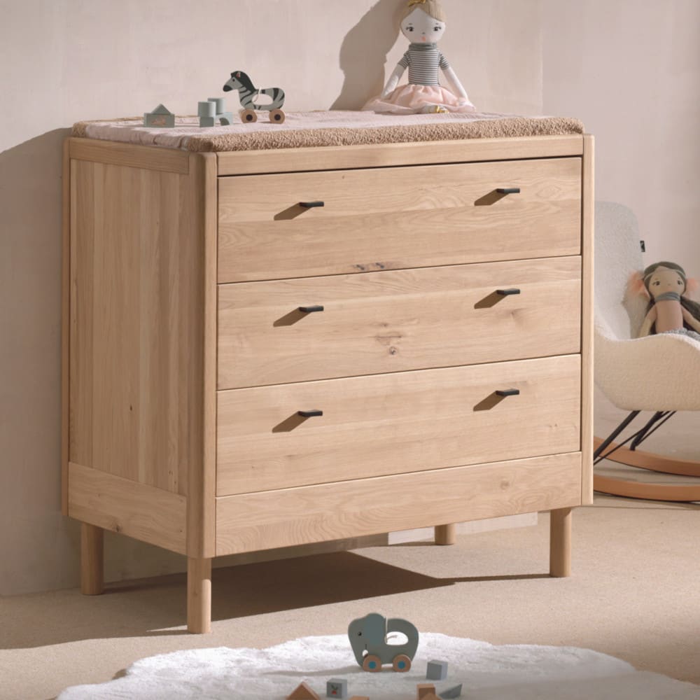 Commode 3 tiroirs en chêne massif hauteur 95cm - Maisons du Monde