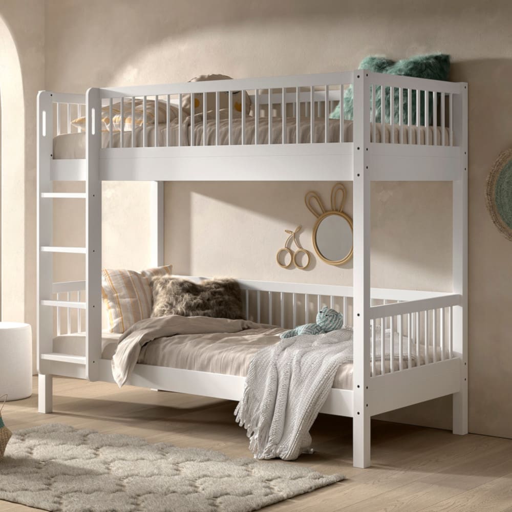 Lit superposé en hêtre massif blanc 90x200 - Maisons du Monde