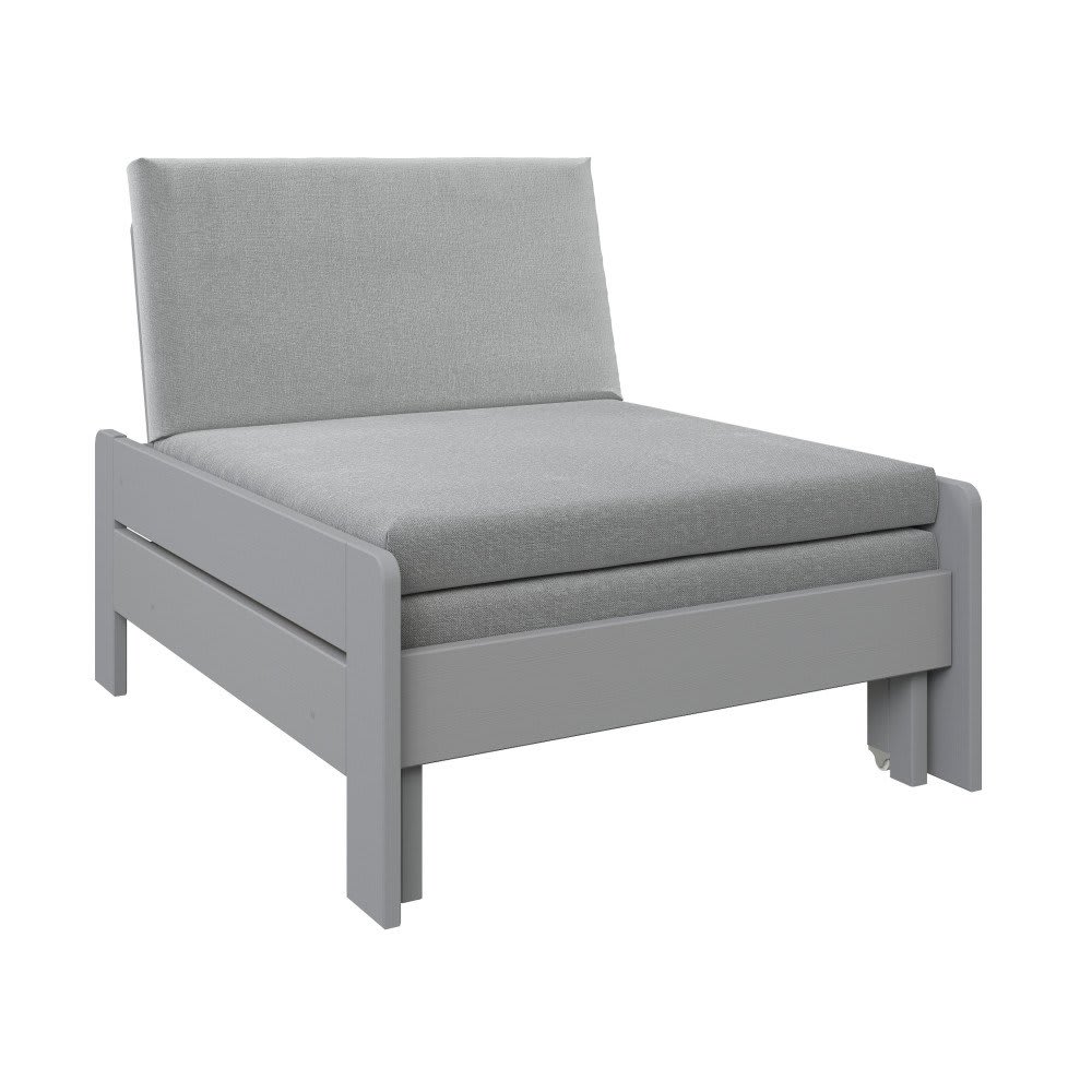 Fauteuil convertible en lit avec coussins en pin gris 75x190