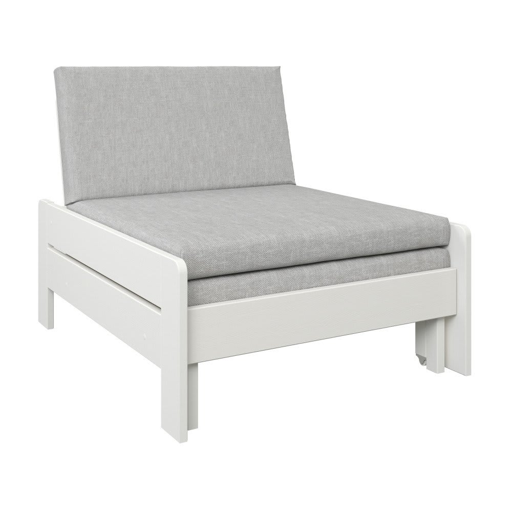 Fauteuil convertible en lit avec coussins en pin blanc 75x190