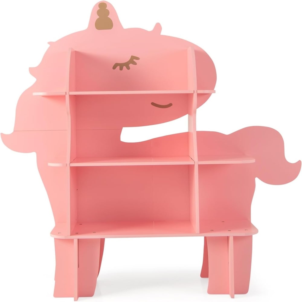 Giantex Kinder Bücherregal aus Holz 123 x 31 x 130 cm, Rosa ROSA SPANPLATTE Kinder