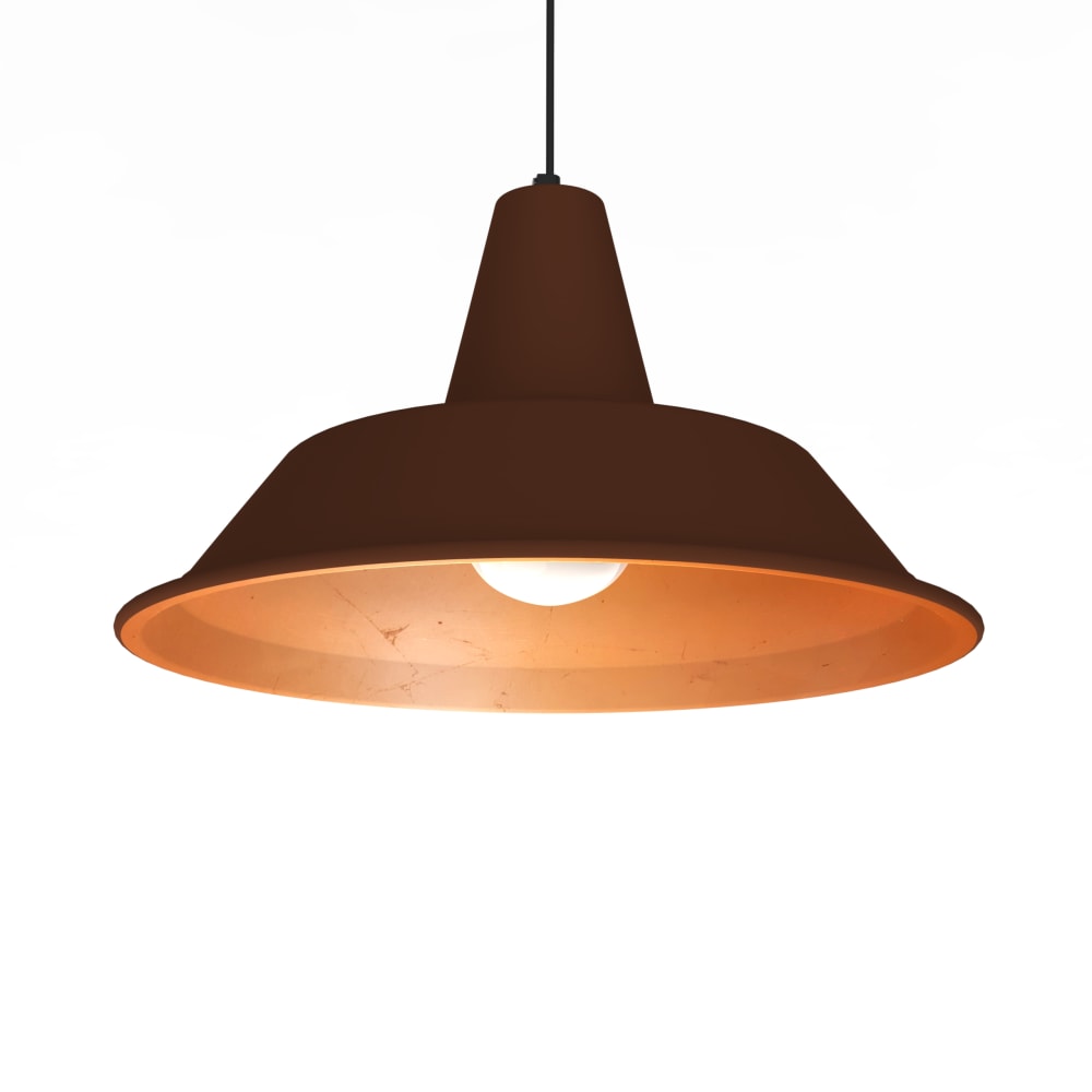 Suspension en métal marron et feuille cuivre interne E27