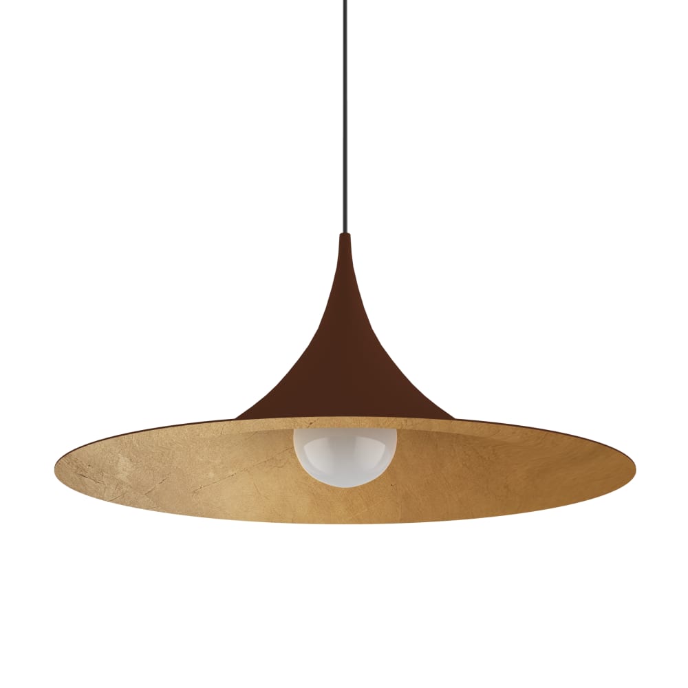 Suspension en métal marron et feuille d'or interne E27