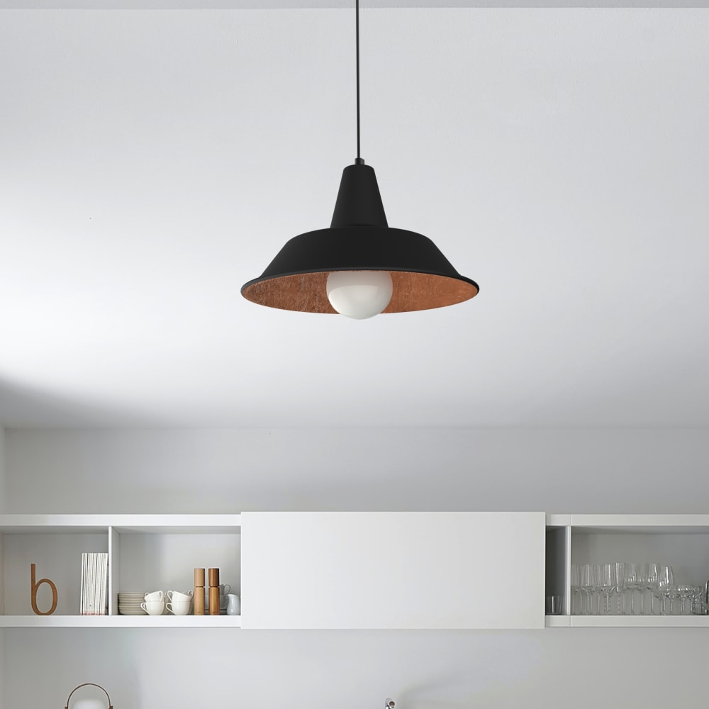 Duna - lampe à suspension en métal nero foglia rame e27
