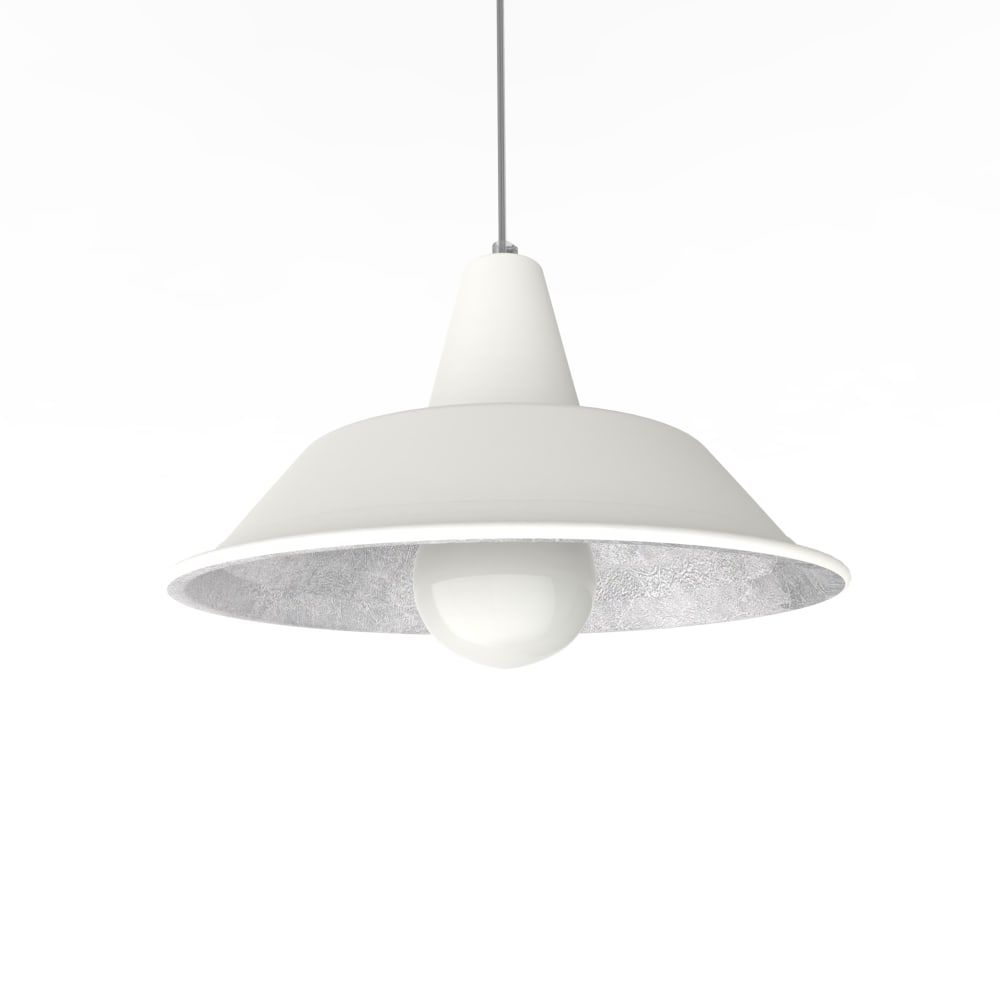 Suspension en métal blanc et feuille d'argent interne E27