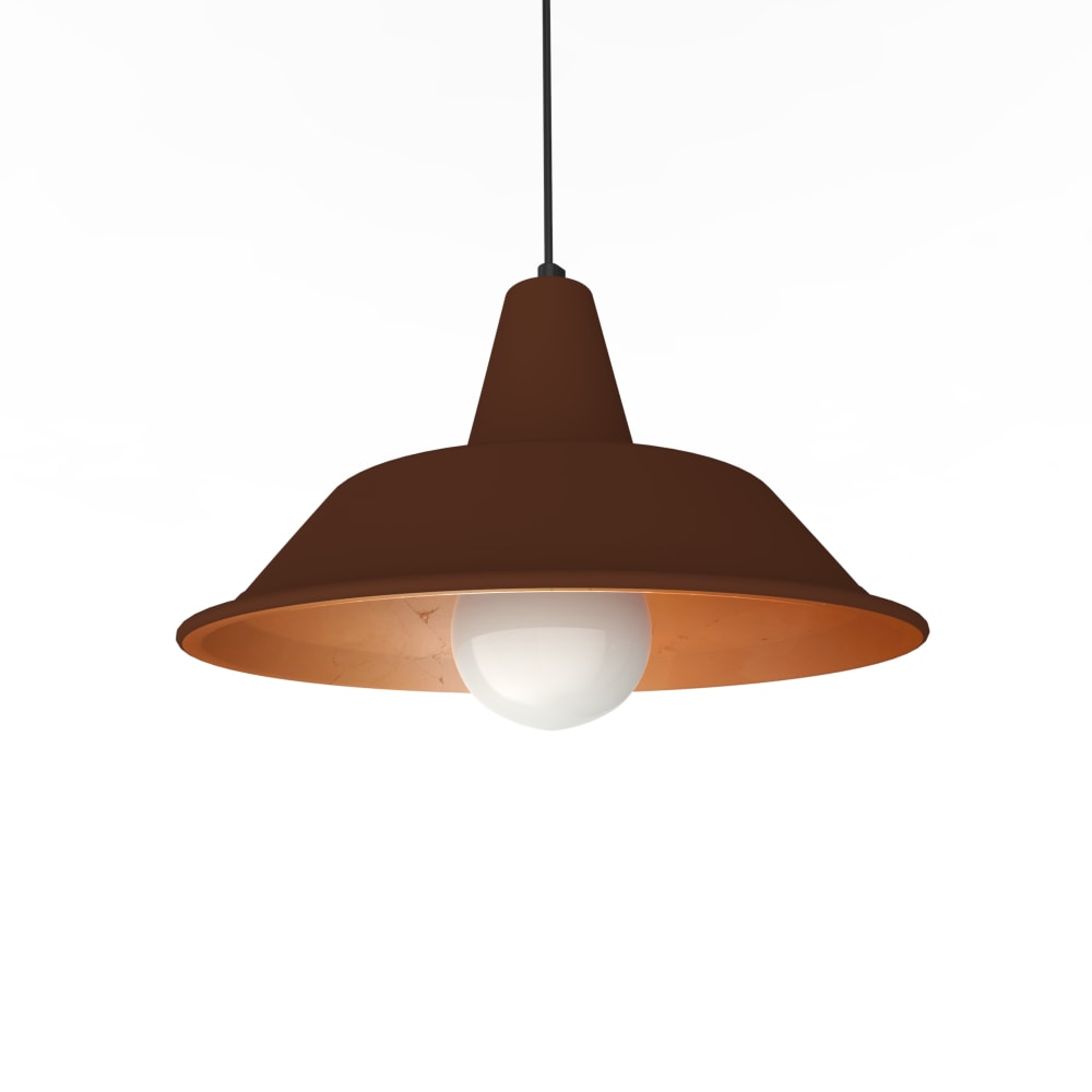 Suspension en métal marron et feuille cuivre interne E27