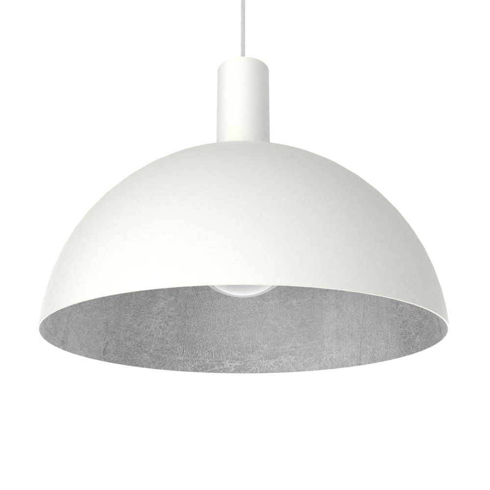 Suspension en métal blanc et feuille d'argent interne E27