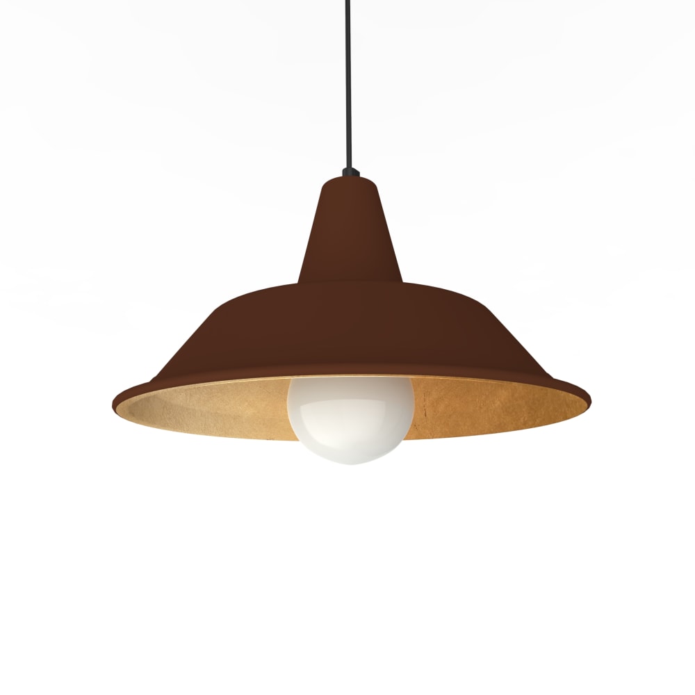 Suspension en métal marron et feuille d'or interne E27