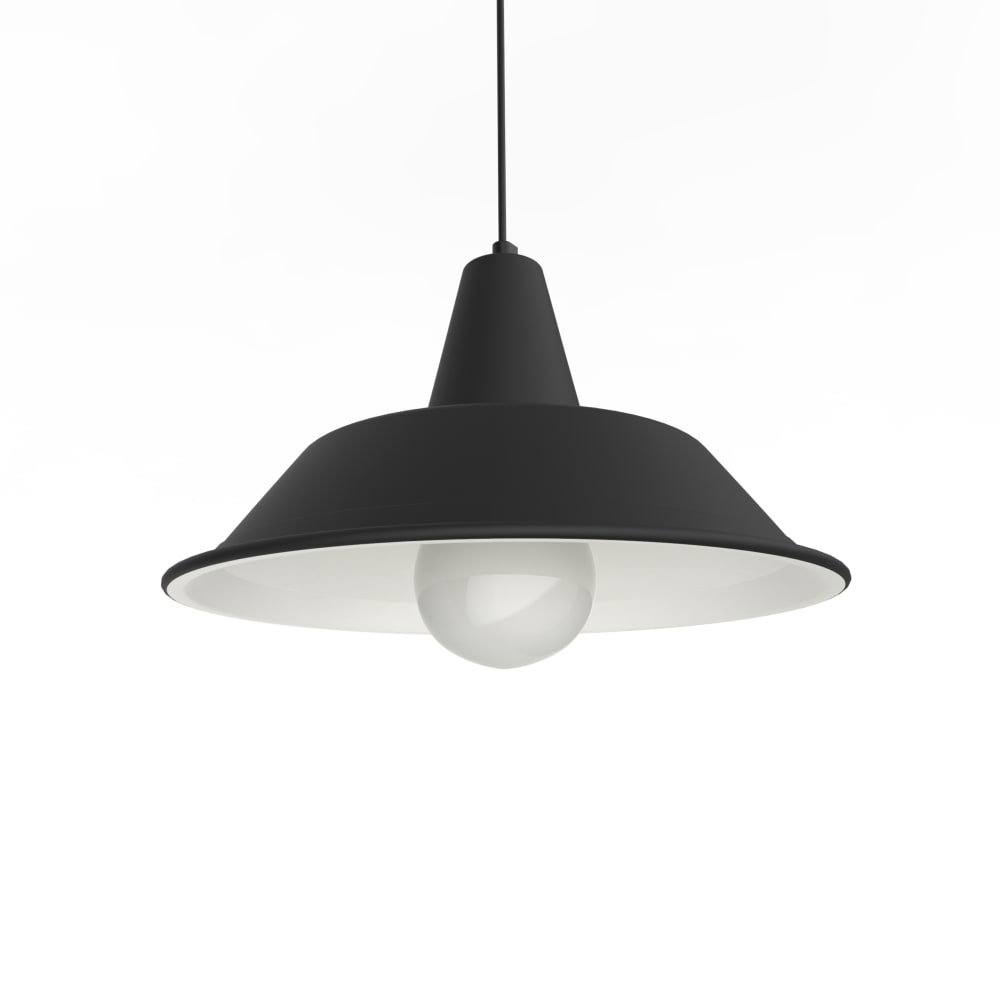 Suspension en métal noir mat et blanc interne E27