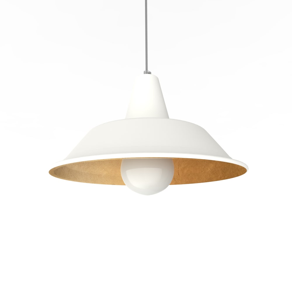 Suspension en métal blanc et feuille d'or interne E27